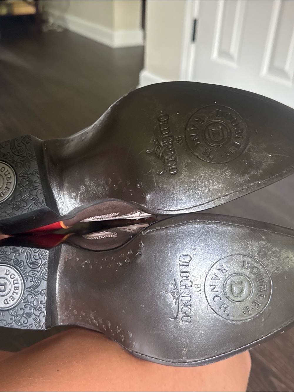 Double D Ranch Red, Black, and White Leather Western Boots - Picture 5 of 5